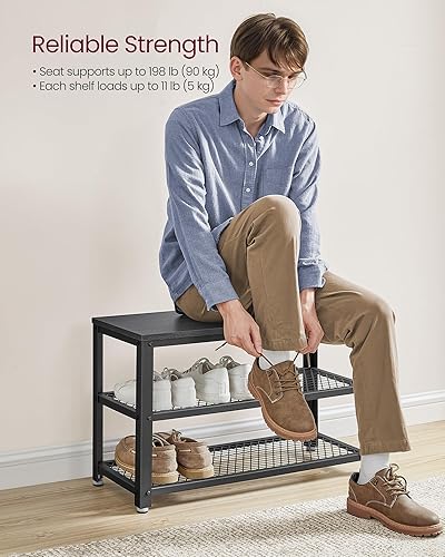 Miniatura 11 de VASAGLE - Zapatero de 3 niveles, estantes de almacenamiento de 39,4 pulgadas de largo, para entrada, sala de estar, pasillo, muebles de acento, café