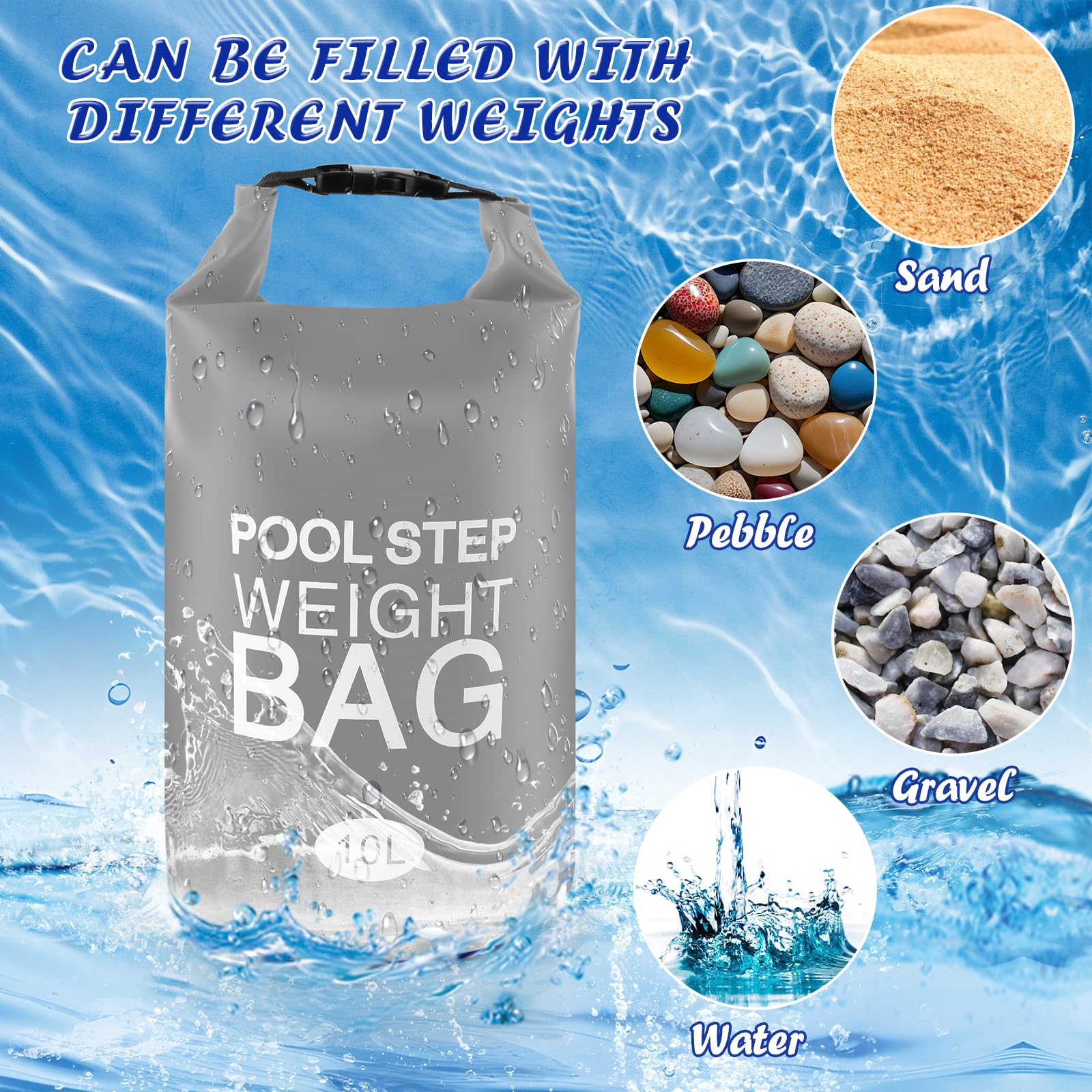 Snapklik.com : 2 Pack 10L/25lb Universal Pool Step Weights 500D PVC ...