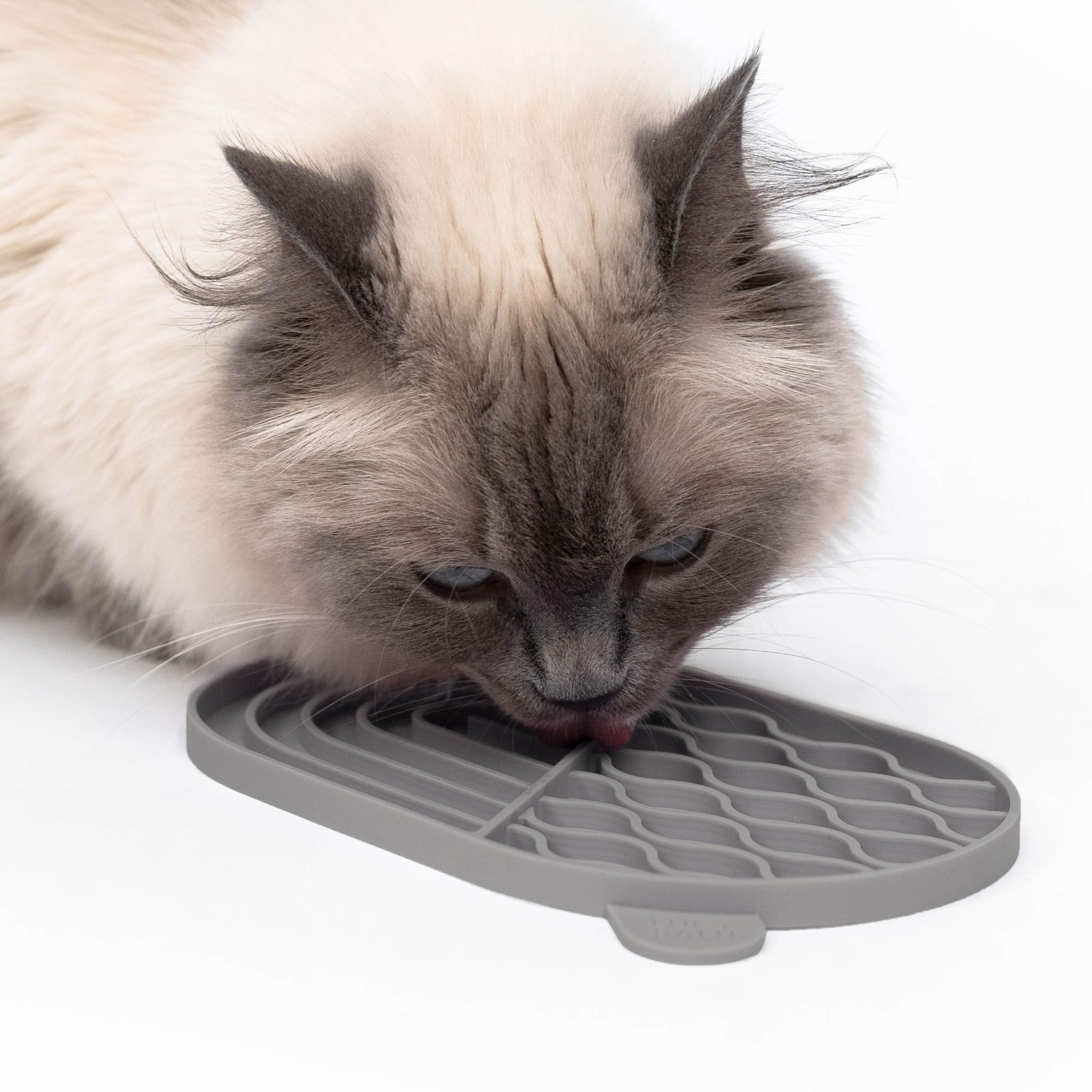 Tappetino Leccatura Per Gatti In Silicone - Rallenta Alimentazione, Antiscivolo, Grigio - Foto 2