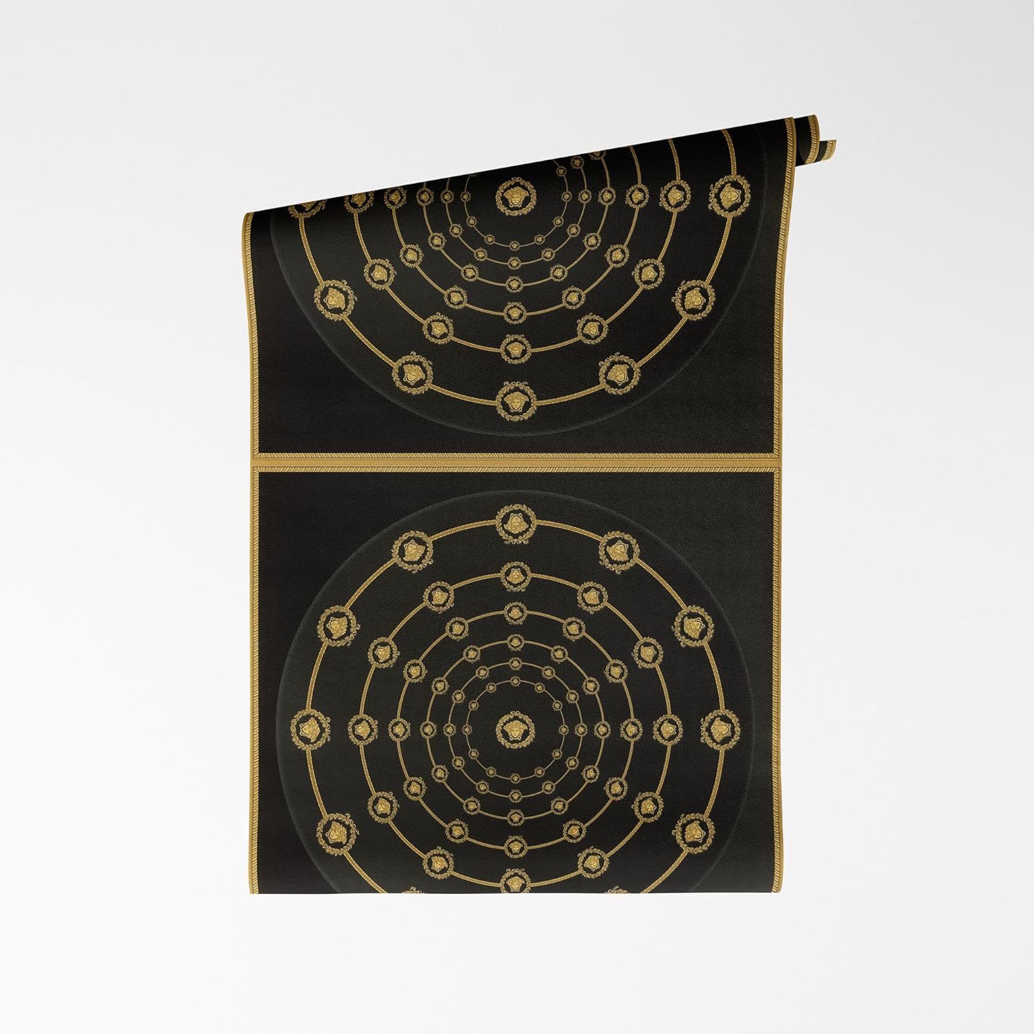 A.S. Création VERSACE VI I Love Baroque Non-Woven Wallpaper - Baroque Ornamentation with Floral Vines, Glossy Vinyl Surface, Baroque Wallpaper, Geometric Wallpaper, 10.05 m x 0.70 m, Black/Grey