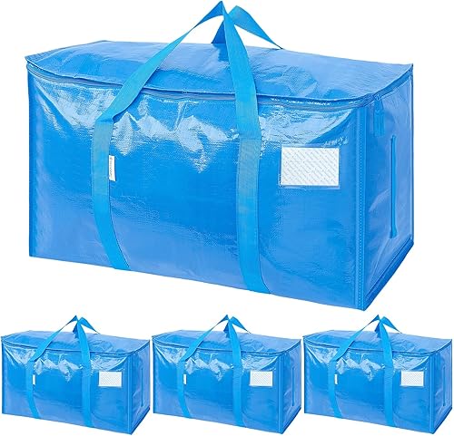 Miniatura 41 de Ticonn - Bolsa de transporte extragrande con cremalleras y asas de transporte, resistente, para ahorrar espacio, color azul