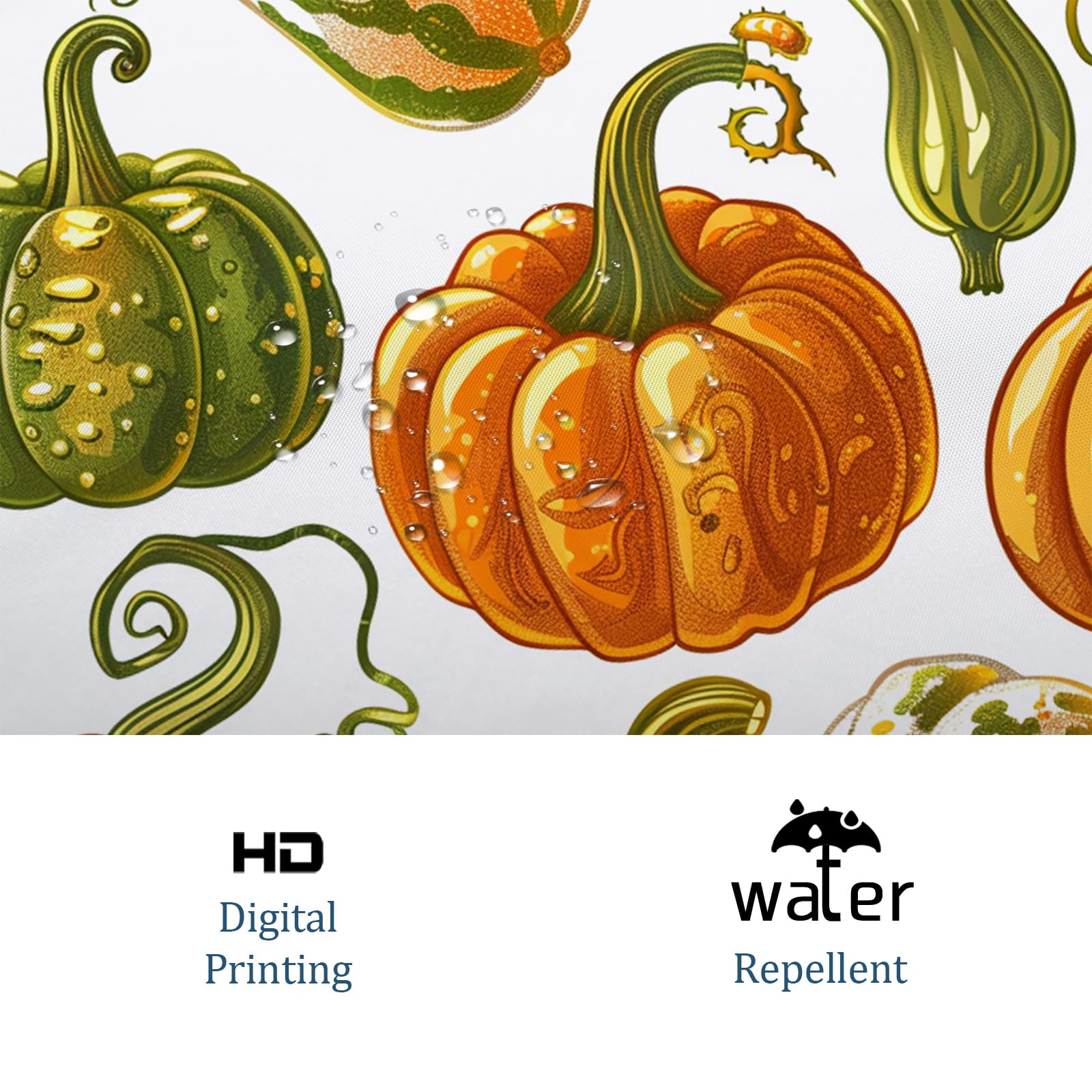 Miyotaa Duschvorhang-Set Herbst-Kürbis Mit Hochlandkuh - 152 X 180 Cm, Wasserdicht, Lustiges Erntedank-Motiv, Inkl. 12 Haken