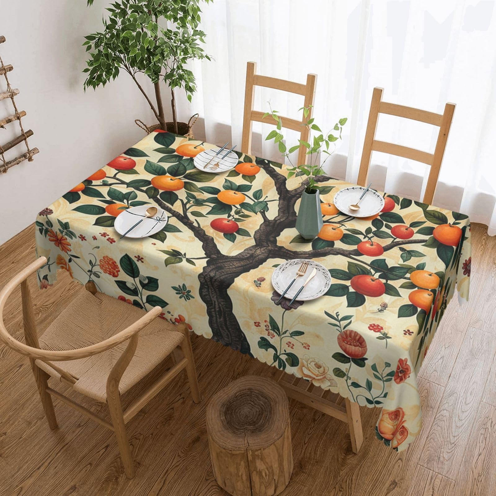 MXZERFKGLA Rectangle Tablecloth 137x183 cm Waterproof Tablecloth for Dining Tables Kitchen Farmhouse Tablecloths Plants and Fruits Table Cloth Wrinkle Free Table Cover for Dining Buffet Wedding Party