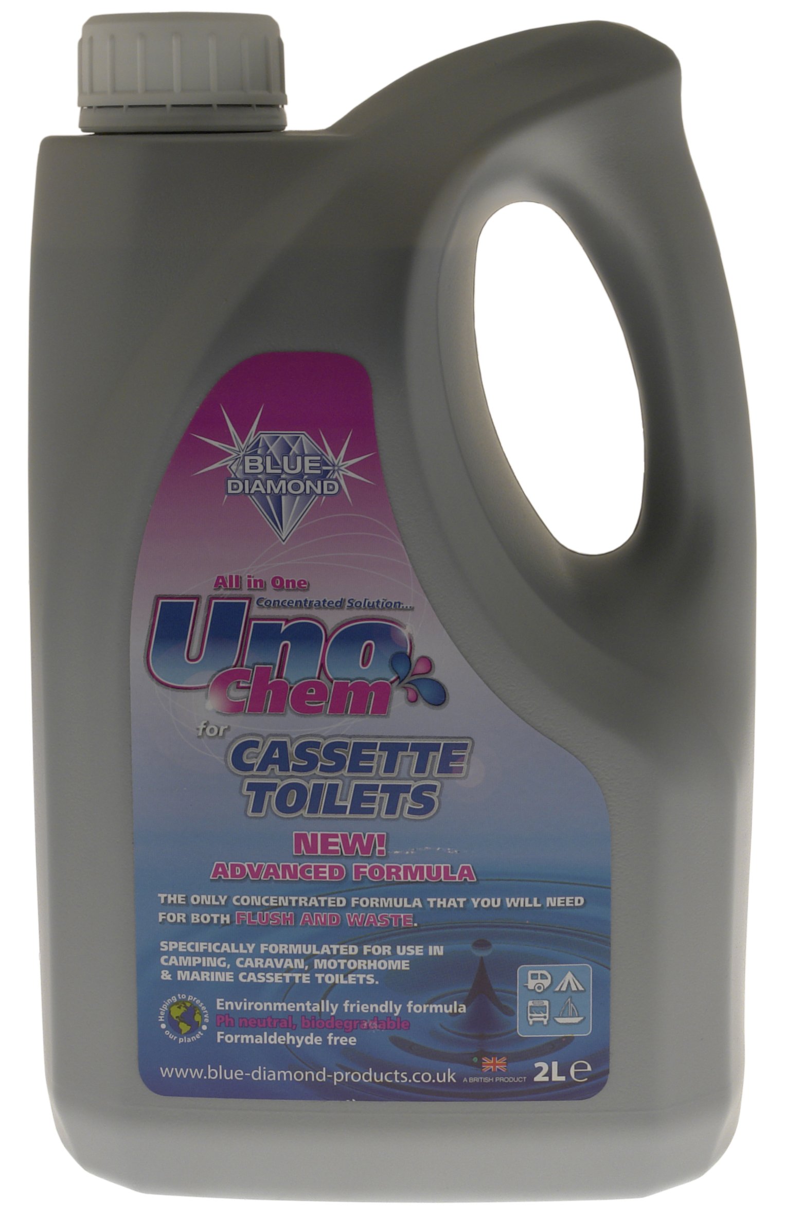 Blue DiamondAll in 1 Uno Chem Toilet Cleaner - Grey, 2 Litres