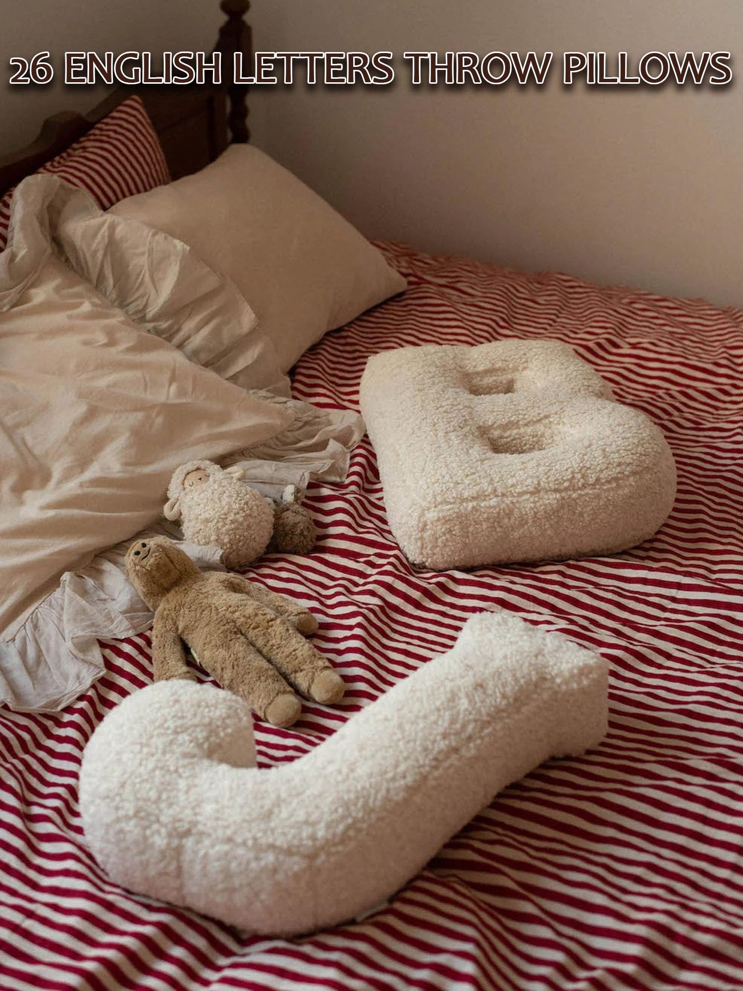 Cuscino a forma di lettera, 26 cuscini in peluche con lettere inglesi, morbidi cuscini decorativi, per la cameretta dei bambini (M)