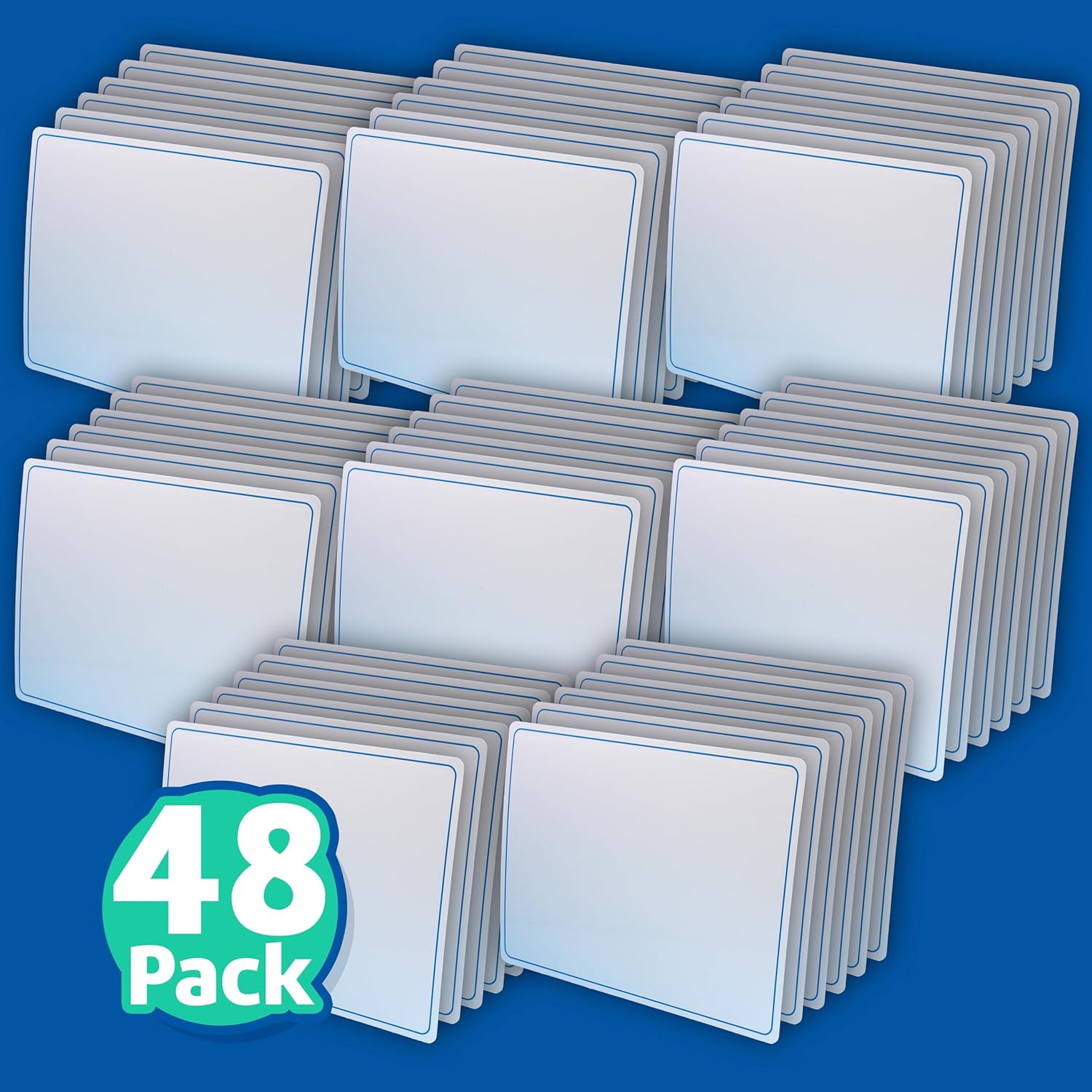Flipside Products 9" x 12" Two-Sided Plain Dry Erase Learning Mat, Flexible, Education Learning, Blank, Economical - 48 Pack