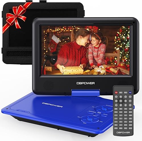 DBPOWER, reproductor de DVD portátil de 11.5 pulgadas, con batería recargable integrada de 5 horas, pantalla giratoria de 9 pulgadas, compatible con