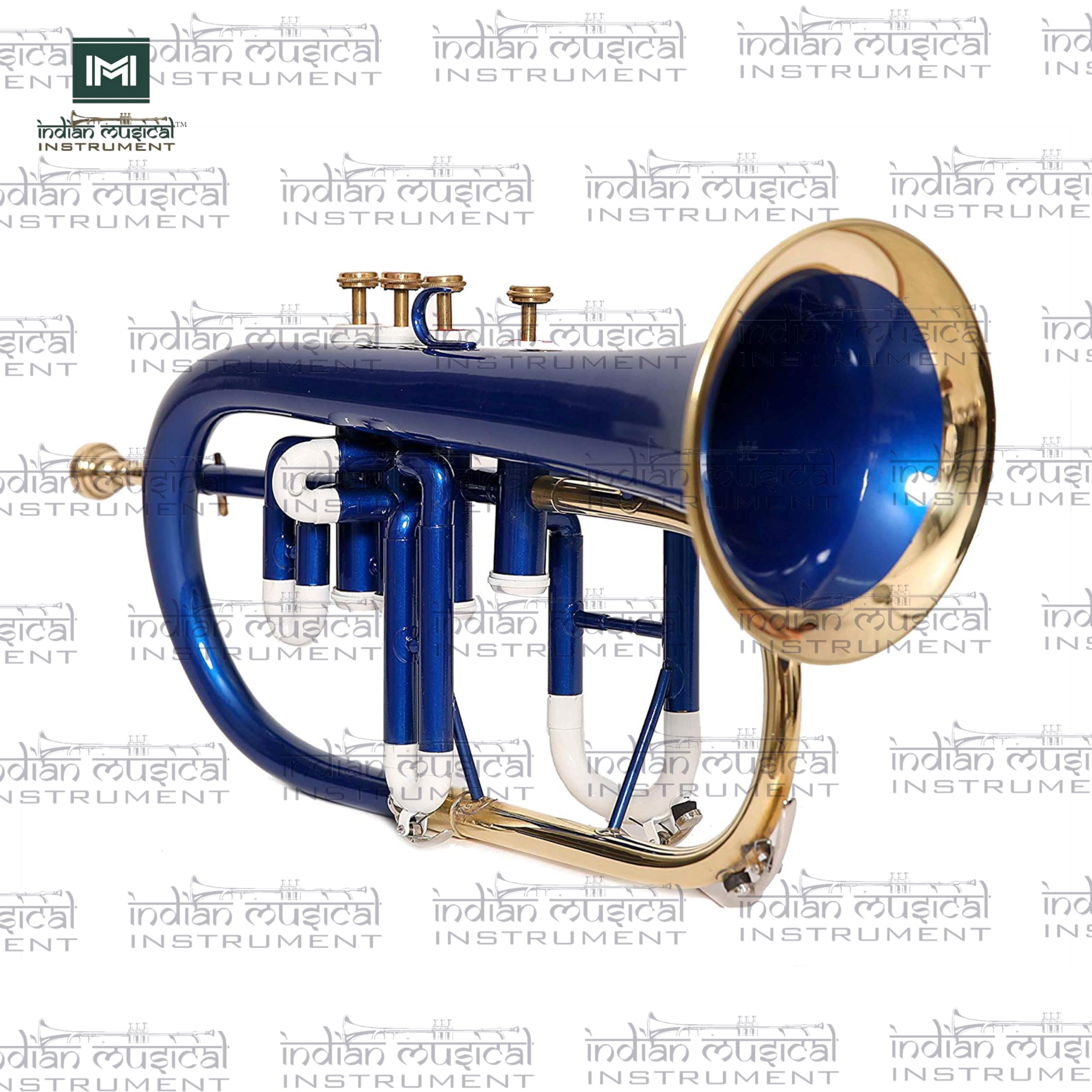 Flugel Horn 4 valvole passo BB con custodia rigida e bocchino (blu bianco oro)