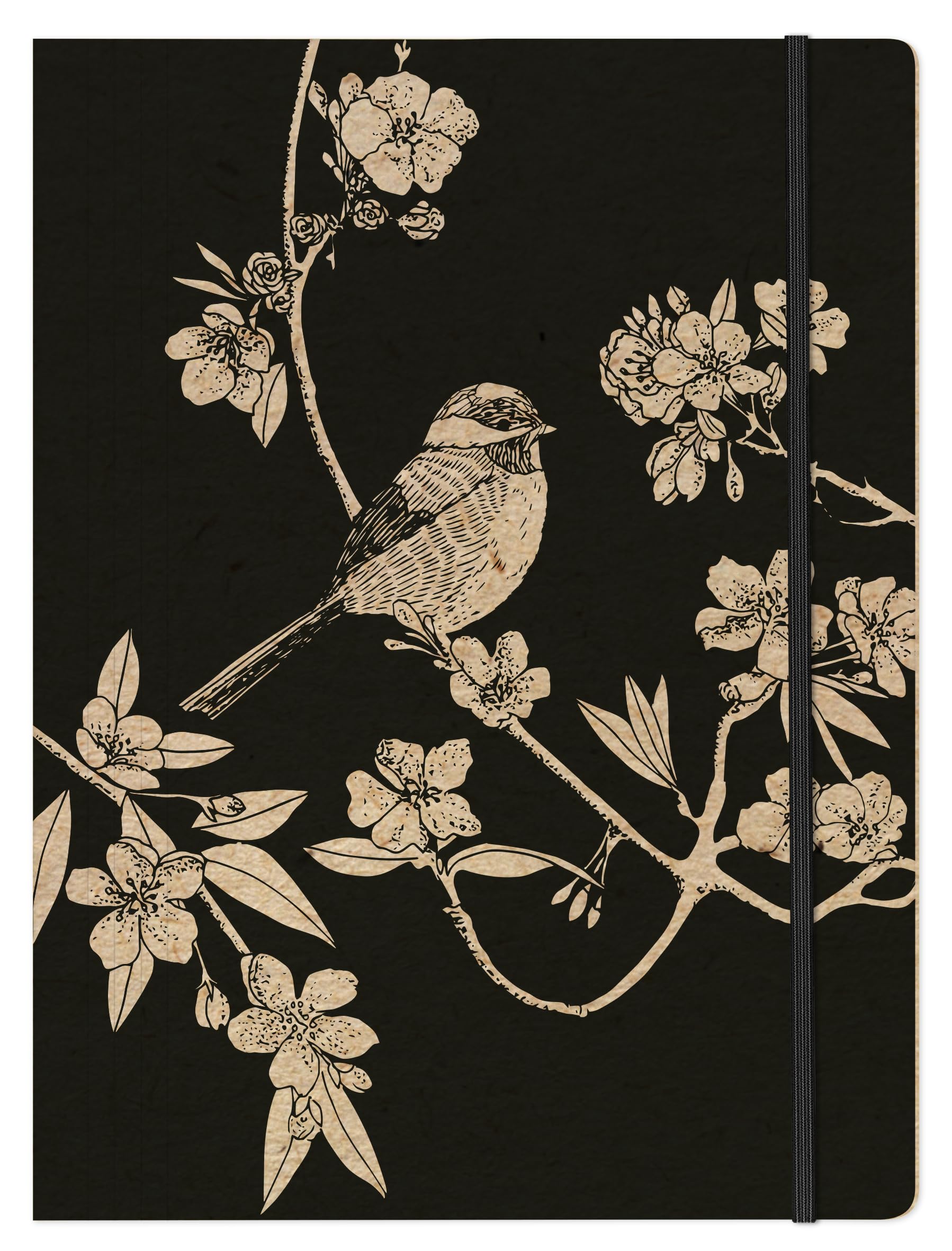 Clairefontaine 116049C - One 3-Flap A4 Nature/Bird Pattern - Cardboard Elastic Folder on Kraft - Home Office - Organisational - Le Cerisier Blanc Collection