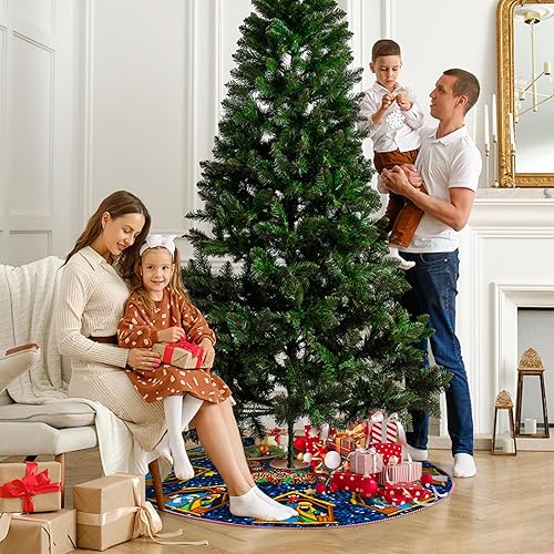 Miniatura 6 de Falda de árbol de Navidad, belén, escena estable, decoración de falda de árbol de Navidad, tapete para fiesta de Navidad, 36