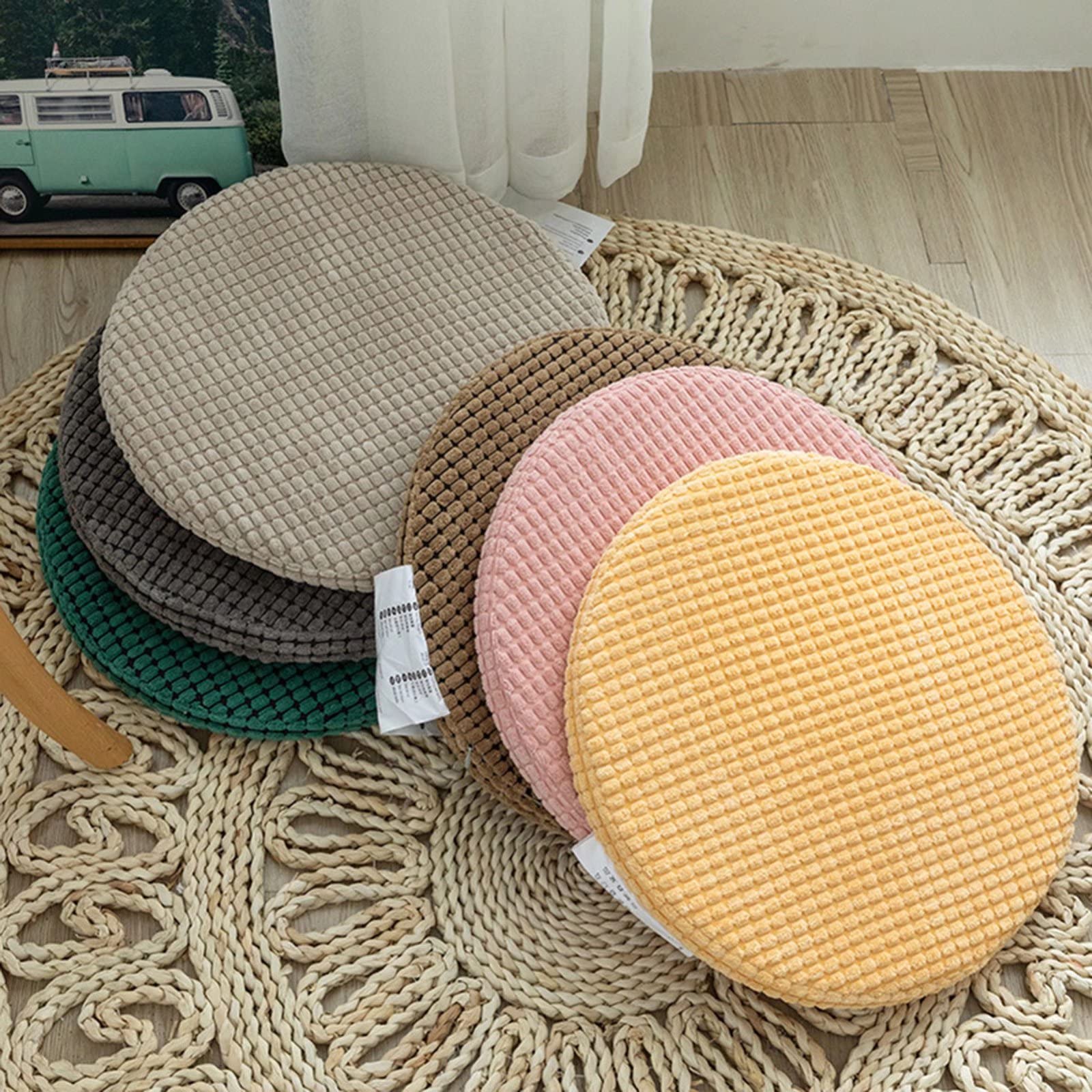 Yadlan Stuhlkissen 40x40 1er Set Esszimmer, Sitzkissen Rund 40cm rutschfest, Landhausstil Stuhlkissen 40x40 Waschbar mit ReißVerschluss,