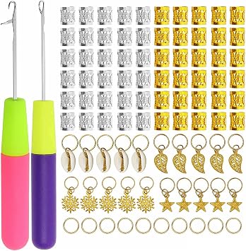 Dreadlocks Tool Sets,Crochet Needle for Dreadlocks,Crochet Sisterlock Retighten Tool,Dreadlocks Hair Extensions Locs,Tightening Accessories Hair Locking Tool for Dreads and Fashion Hair Style 92PCS