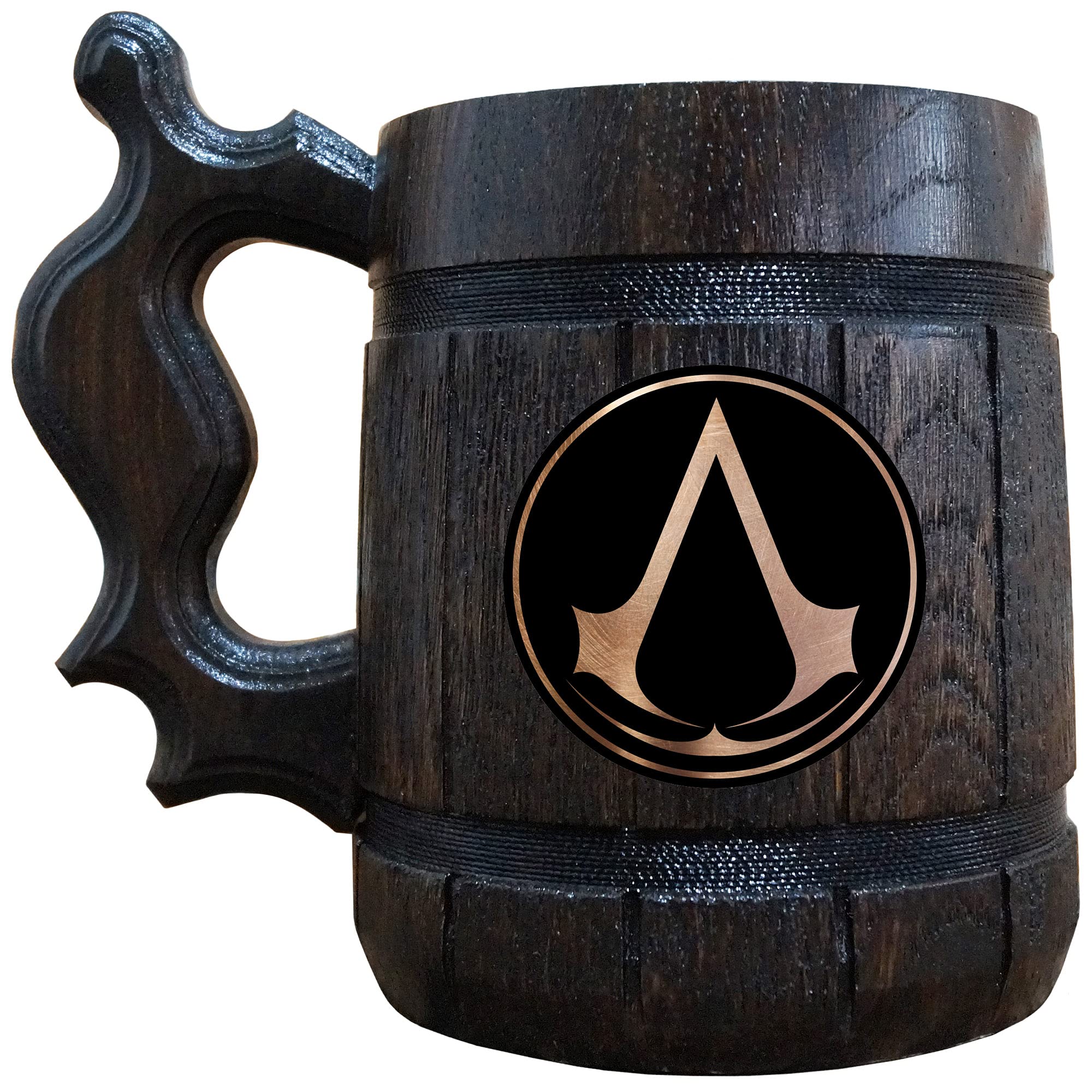 Assassin'sCreed Custom Beer Mug, Personalized Stein, Wooden Tankard, 22 fl oz