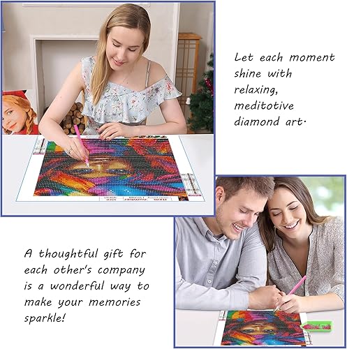 Miniatura 9 de SKRYUIE Kits de pintura de diamantes para sillas 5D Lakeside - Kits de arte de diamantes para adultos paisaje, taladro redondo completo, punto de