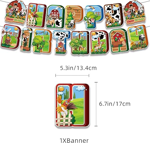Miniatura 4 de Decoración de fiesta de cumpleaños con temática de granja, incluye pancarta de feliz cumpleaños, globos de látex, fondo, decoración de pastel y