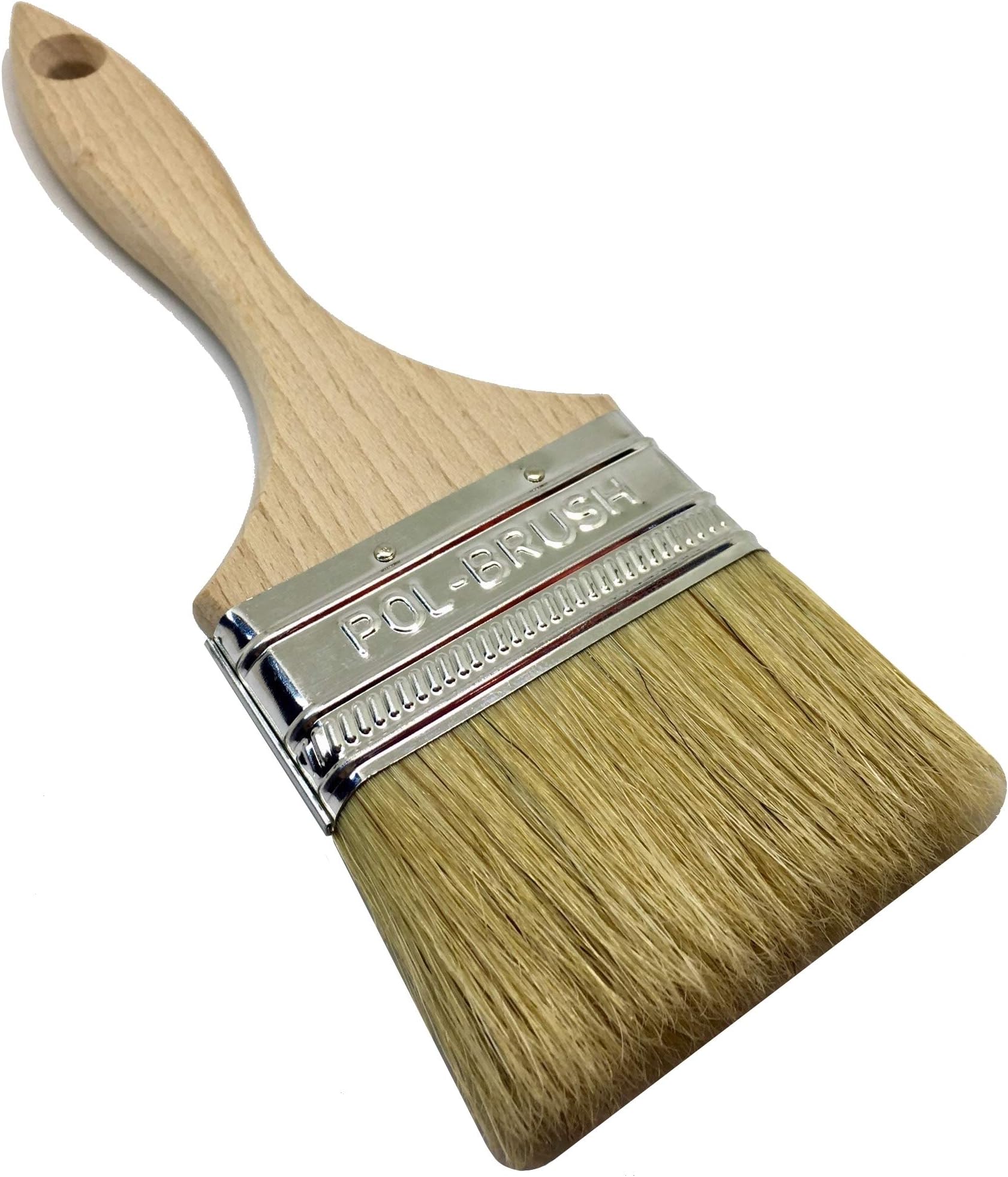3" Professional Eurpoean Paint Brush - Natural BristleWood Handle; for Professional & Amateur Paint Job, Oil Stain, Wax, Varnish Glue and etc. (3 Inch)