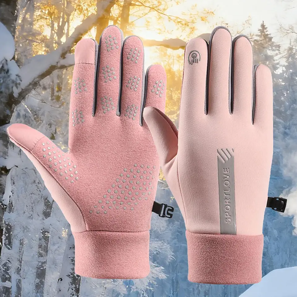 Luvas térmicas femininas, luvas de inverno leves e resistentes ao frio para tela sensível ao toque