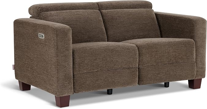 MCombo 62.2 Reclining Loveseat, Wall Hugger Power Loveseat Recliner Sofa with Adjustable Headrest, USB A & C Charge Ports, Wood Legs, for Living Room Fabric HL198M1Coffee