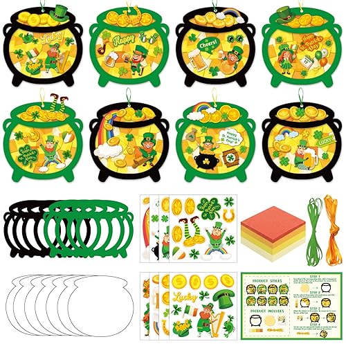 Funrous 48 Set St Patricks Day Crafts Kit- DIY Pot