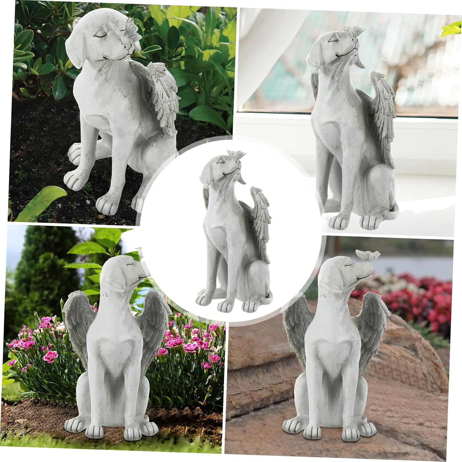 Toyvian Resin Dog Angel Memorial Grave Marker Outdoor Garden Statue for PET Remembrance Commemorative Sculpture for Dog's Bereavement