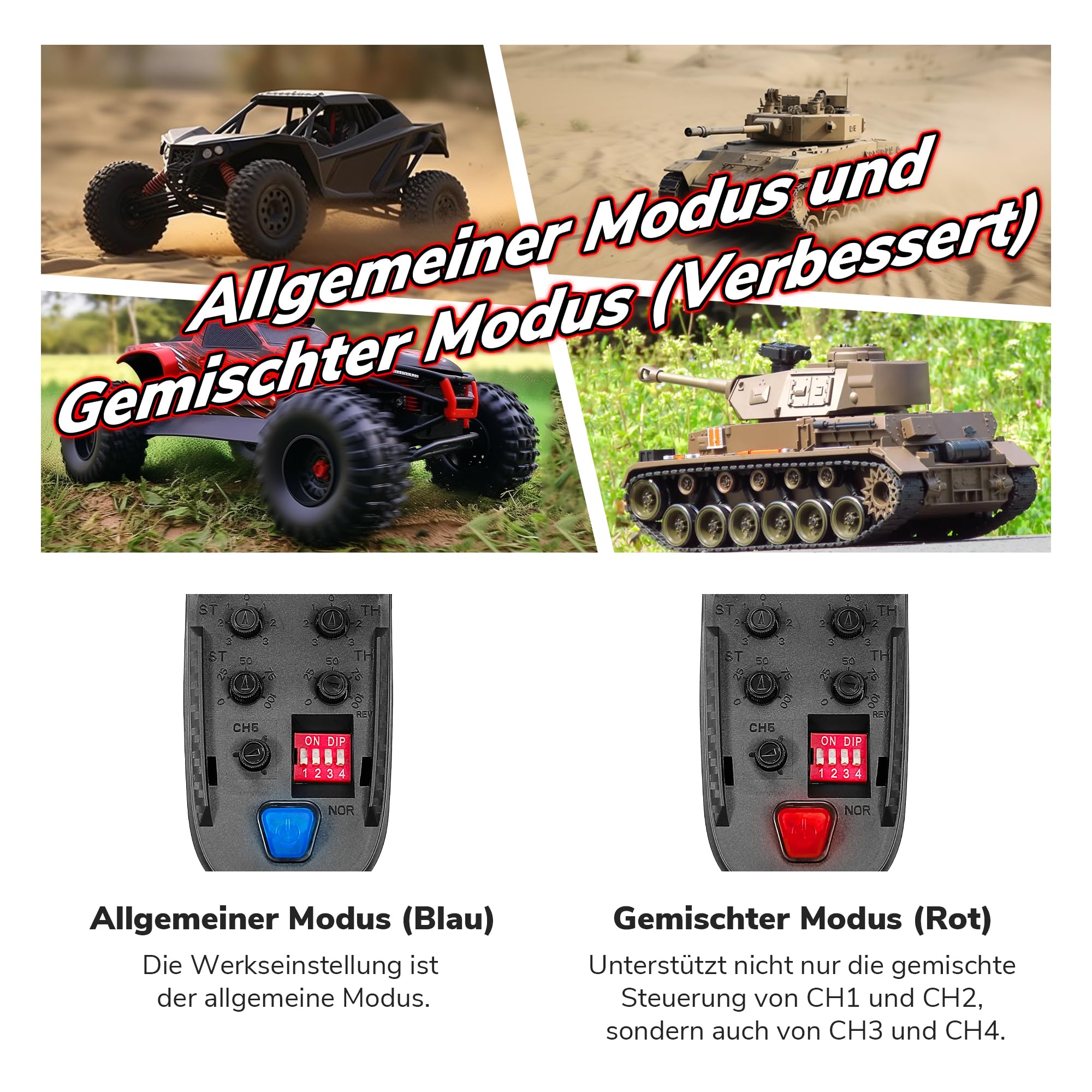 DUMBORC X6PM-350 2,4GHz 6CH Mini RC Funksender mit X6FG Gyro Empfänger | Niederspannungsalarm, Ausfallsicherungsfunktion, gemischter Modus für RC Fahrzeuge, Autos, Boote, Panzer