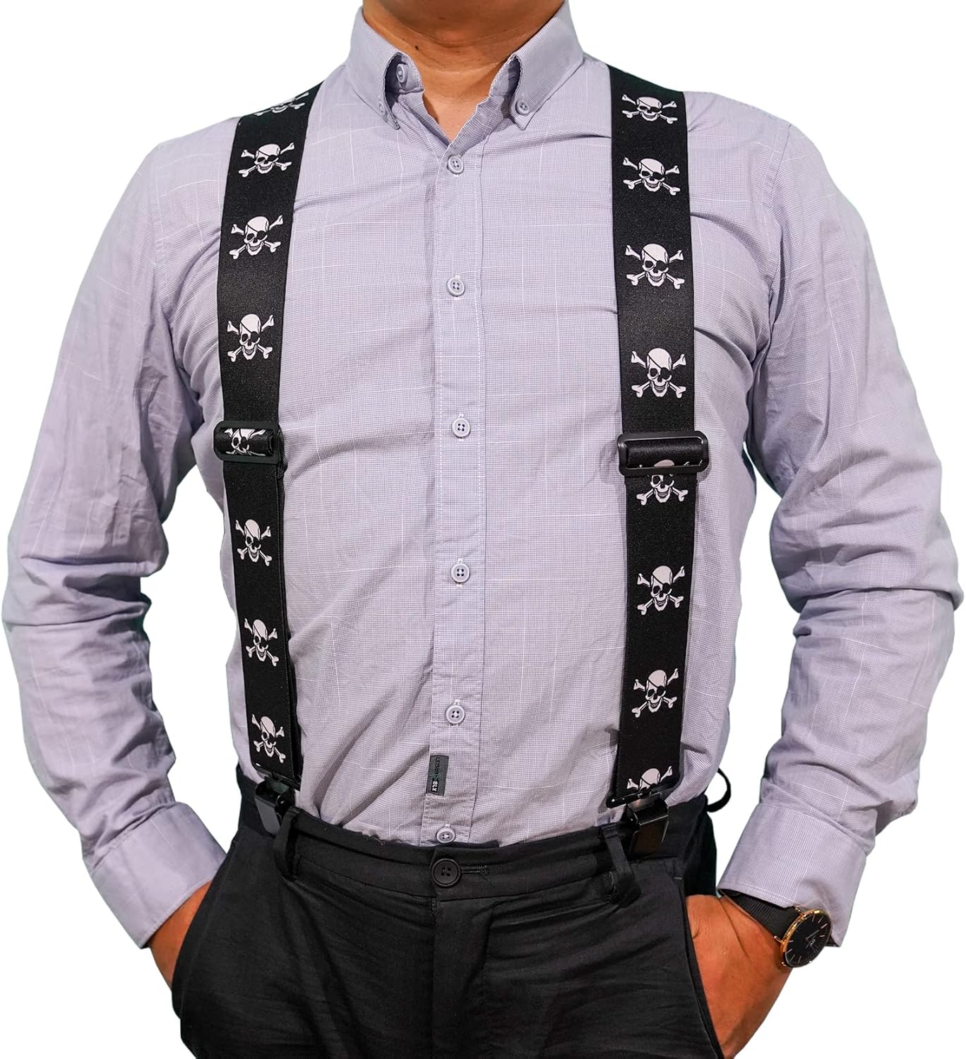 MELOTOUGH Men's Suspenders Fully Elastic 2 inch Wide X back Heavy Duty Work Suspenders - Image 2