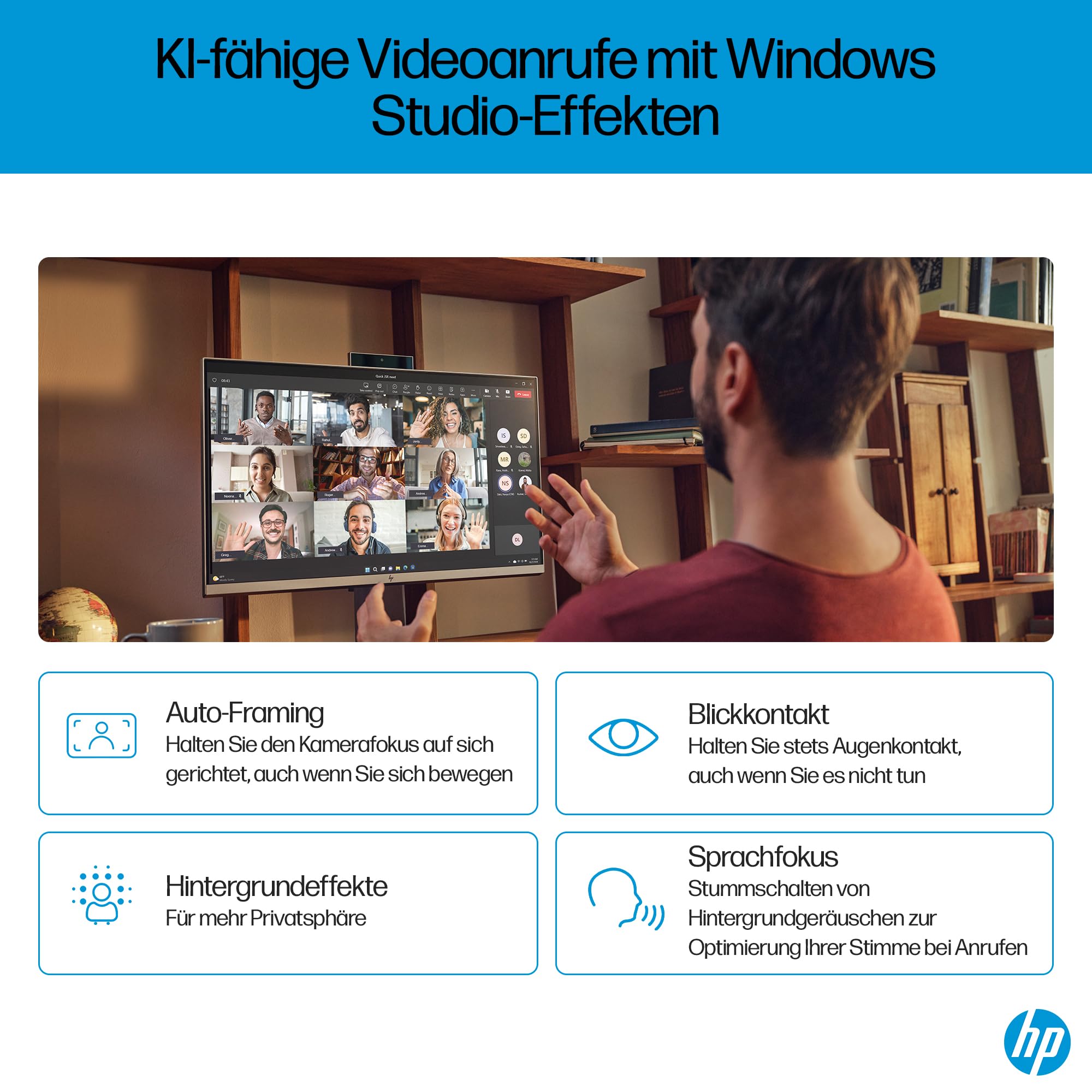 HP OmniStudio X 27-cs0273ng All-in-One KI PC, 27 Zoll Entspiegeltes FHD-Display, Intel Core Ultra 7 155H, 16 GB DDR5-SDRAM, 1 TB SSD, Intel Arc Graphics, Windows 11 Home, QWERTZ Tastatur, Silber