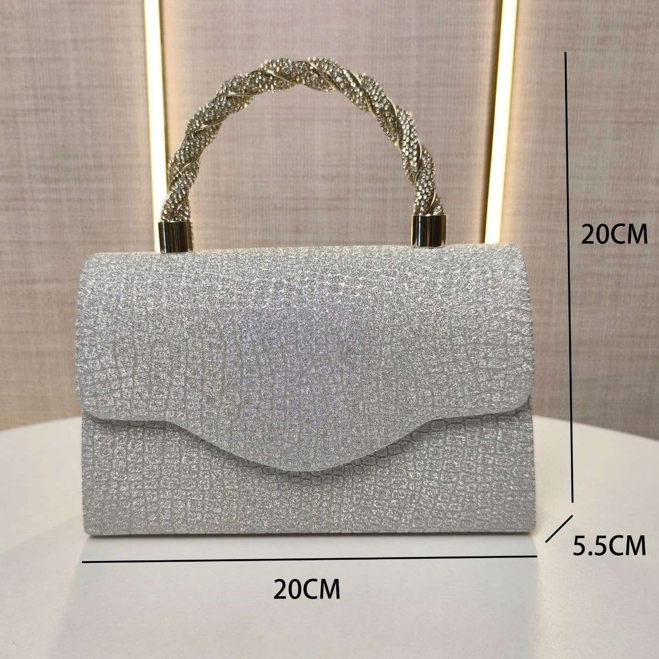 Silver Purse Rhinestone Clutch with Chain Strap Crossbody Bag for Women's Formal Evening Wedding Prom Events - Image 9