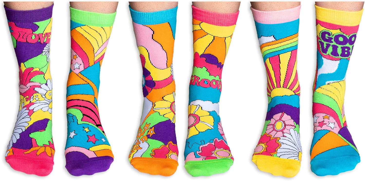 United Oddsocks Hippy Go Lucky Box of 6 Odd Socks for Ladies US 6½-10½ - Image 2