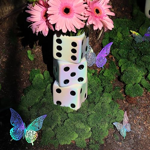 Miniatura 7 de Jarrón iridiscente de triple dado, jarrón de cerámica Maximalist para decoración del hogar, accesorios de escritorio iridiscentes para oficina,