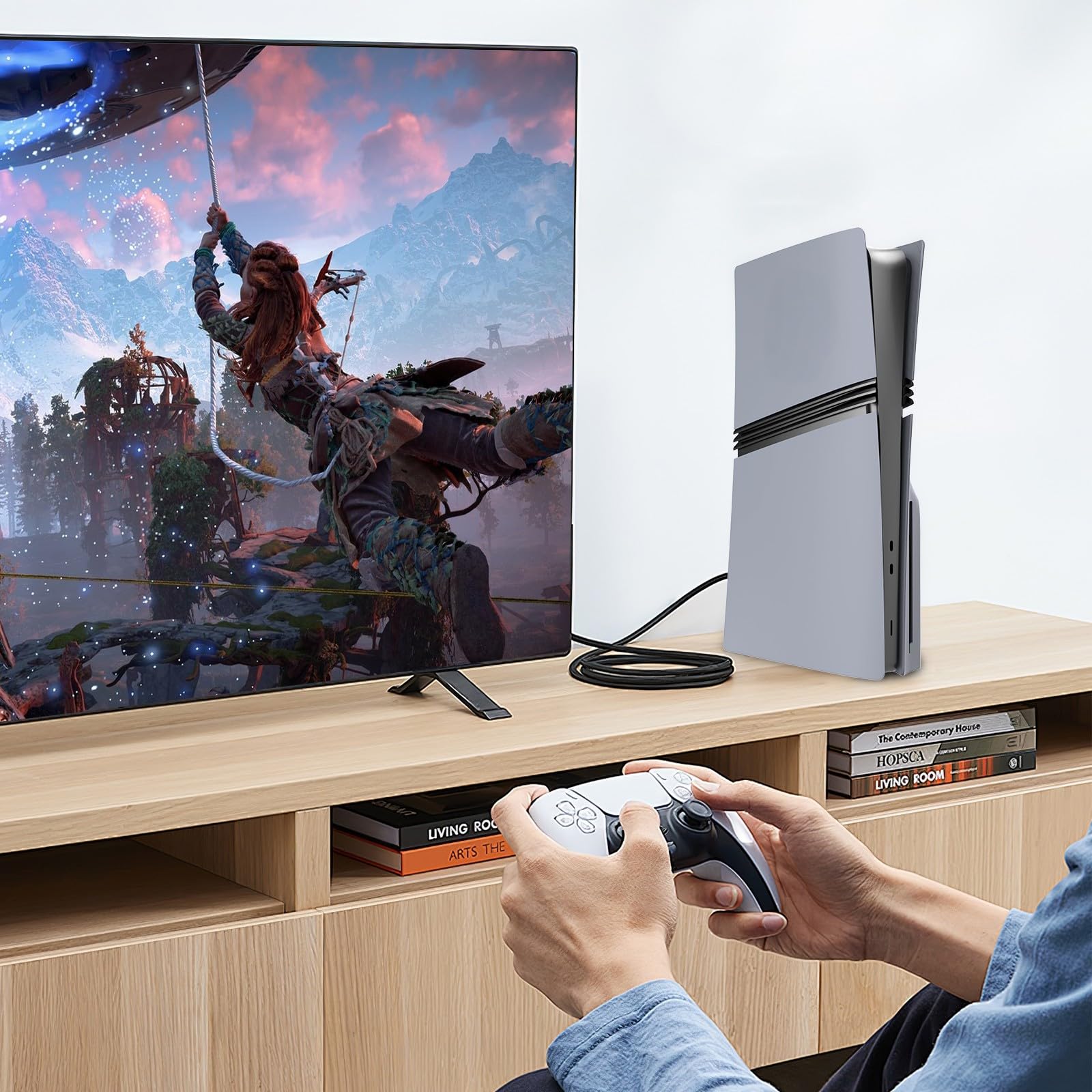 Mascherina per PS5 Pro Disc Edition, custodia rigida in ABS opaca, accessori per console PlayStation 5 Pro, antiurto, antipolvere e antigraffio, pannelli a scatto (grigio)