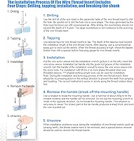 Vista 4 de 100 piezas de insertos de reparación de roscas M6 x 1 helicoidal, fundas de rosca métricas de acero inoxidable con diferentes longitudes para elegir