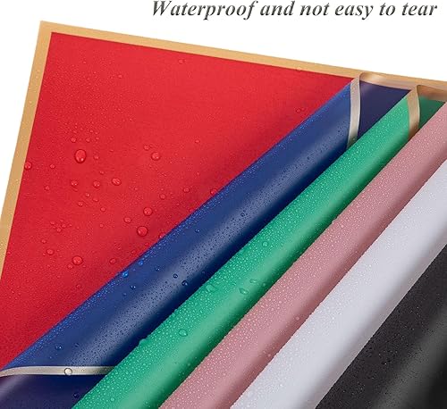 Miniatura 4 de eageus 20 hojas de papel de regalo floral, papel de embalaje de ramo de flores impermeable con borde dorado de doble cara, suministros de embalaje