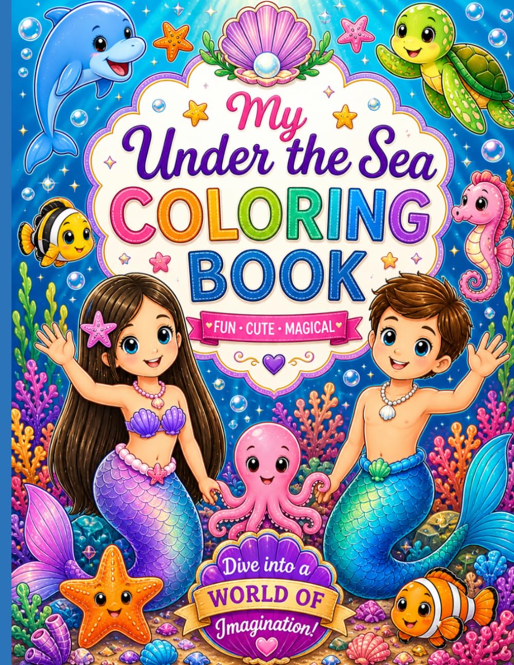 My Under the Sea Coloring Book: Fun and Easy Underwater Coloring Pages, Cute Mermaids, Mermen, Dolphins, Turtles, and Ocean Adventures