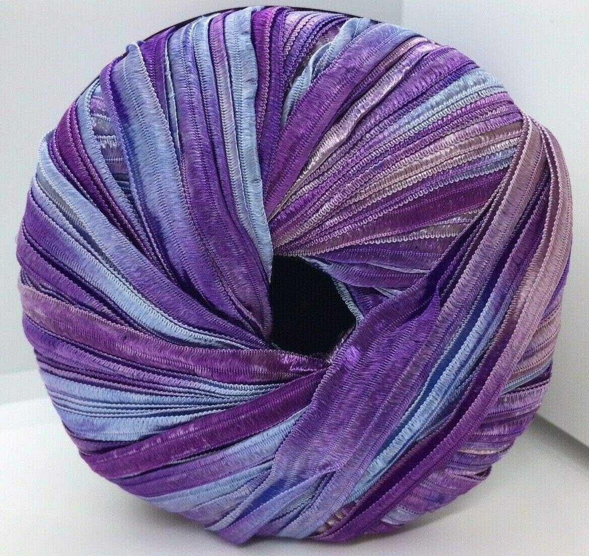Memento Ribbon Yarn - 50 gram, 88 Yards, 3/8 Wide - #83 Purple Passion - Purples, Periwinkle, Mauve