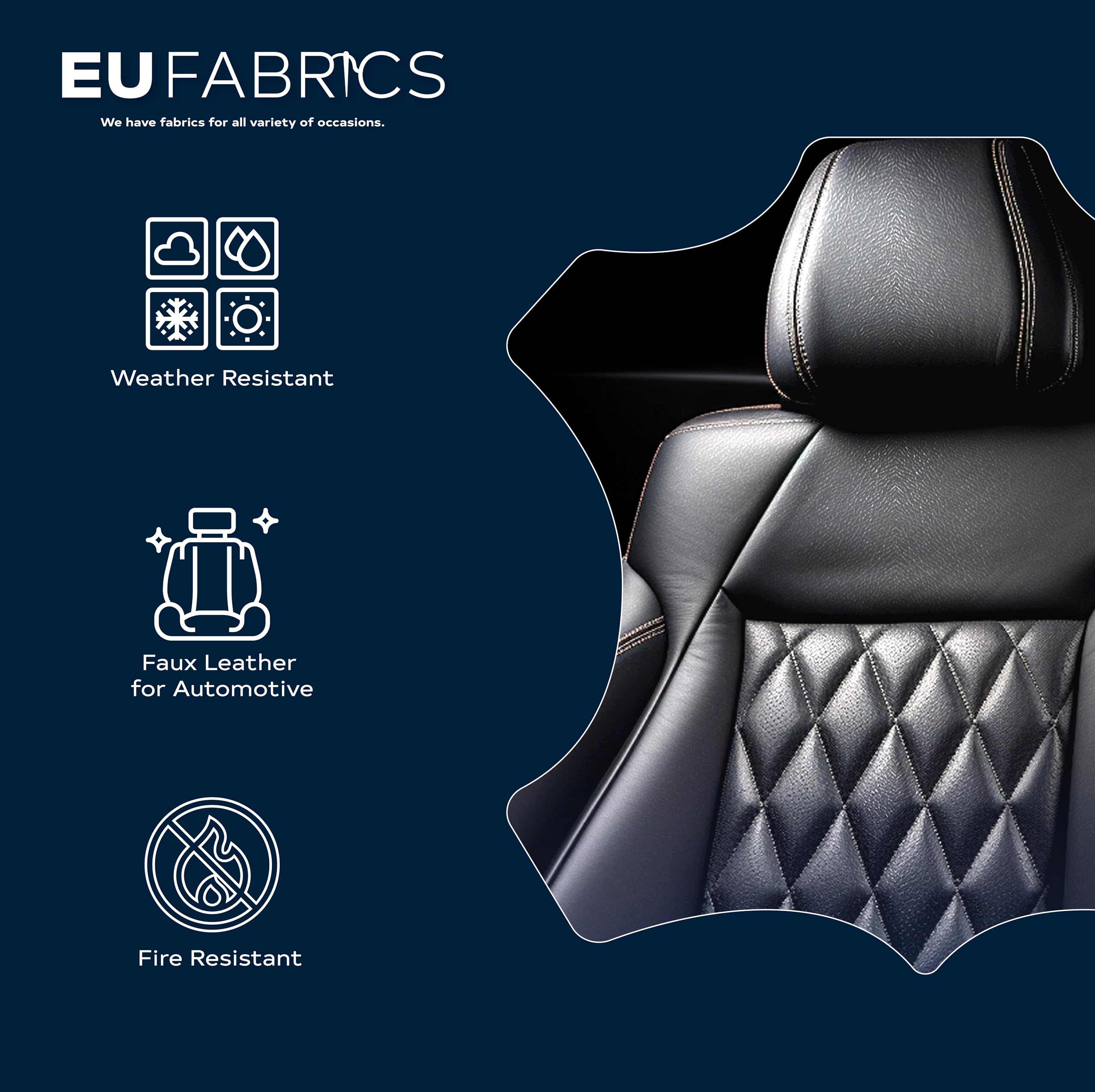 EU Fabrics Tessuto Ignifugo In Similpelle Nera – Vinile Resistente Per Tappezzeria Auto, Divani, Testiere, Venduto Al Metro - 4