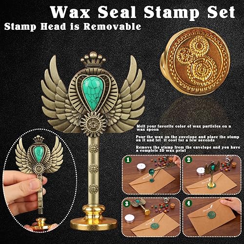 Miniatura 3 de Aifeiter Juego de tinta de pluma, bolígrafo de caligrafía de plumas, sello de cera, hermoso juego de caligrafía de regalo, regalos de Navidad, color