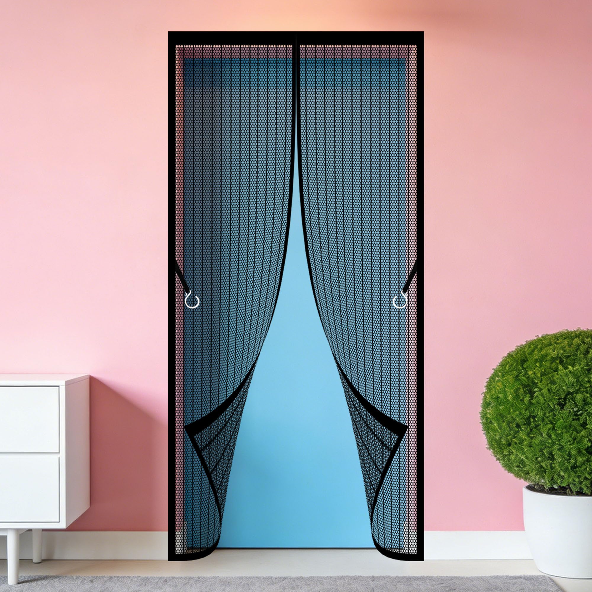 Moustiquaire magnétique 128x218 cm rideau de porte noir