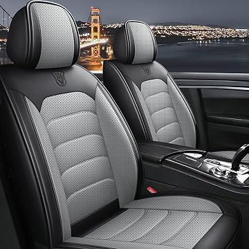 Automotive Car Seat Covers Full Set for Hyundai i30 Faux Leather Waterproof Seat Protectors Non-Slip Scratch-Resistant Breathable Cushion Covers Universal for Most UK Cars Gray