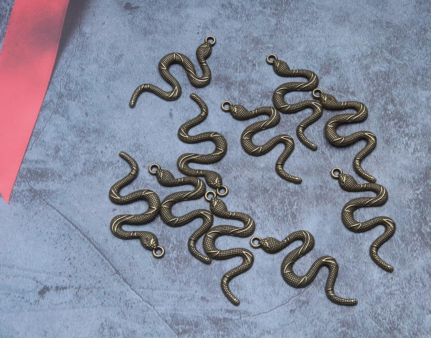 10 Pcs Snake Shape Charms Alloy Large Vintage Pendants Finding Accessories for DIY Jewelry Making Kits Bracelet Necklace Earring Crafting Making Supplies - Image 5