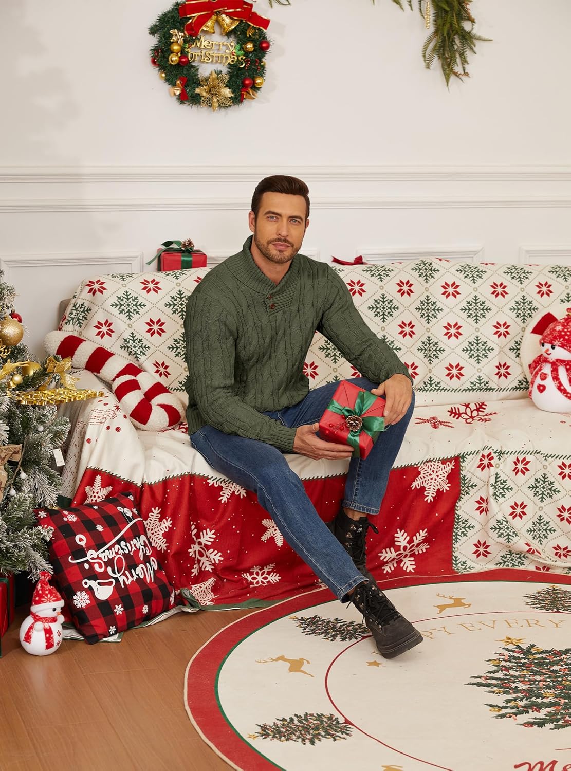 Zaitun Men's Turtleneck Sweater Fisherman Style Cable Knit Pullover Warm Lightweight Breathable Winter Sweater for Men - Image 4