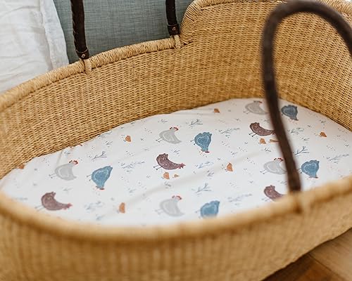 Miniatura 4 de Sábanas de moisés para bebé para niño y niña (animales de granja), paquete de 2 - sábanas ajustables de moisés junto a la cama - mezcla de algodón