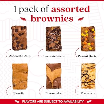 Davids Cookies Assorted Brownies 12 Pcs (2 oz Each) Freshly Baked Gourmet Brownie Snacks in Carton Gift Box Great for Sharing, Parties & Dessert Gifting