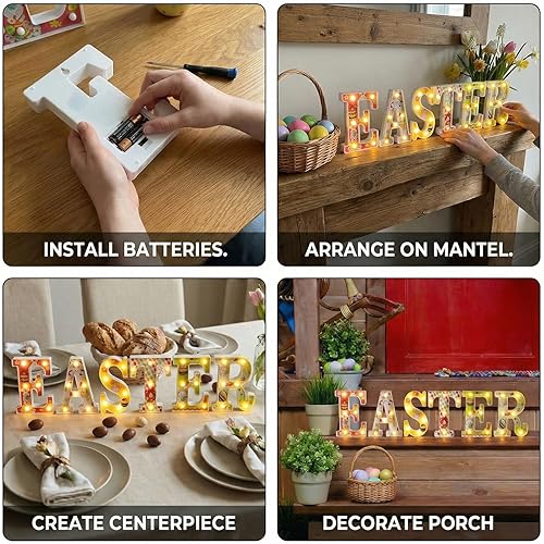 Miniatura 4 de Luces de Pascua para decoración interior – Decoración de mesa para fiestas en el hogar y vacaciones – Cartel de Pascua