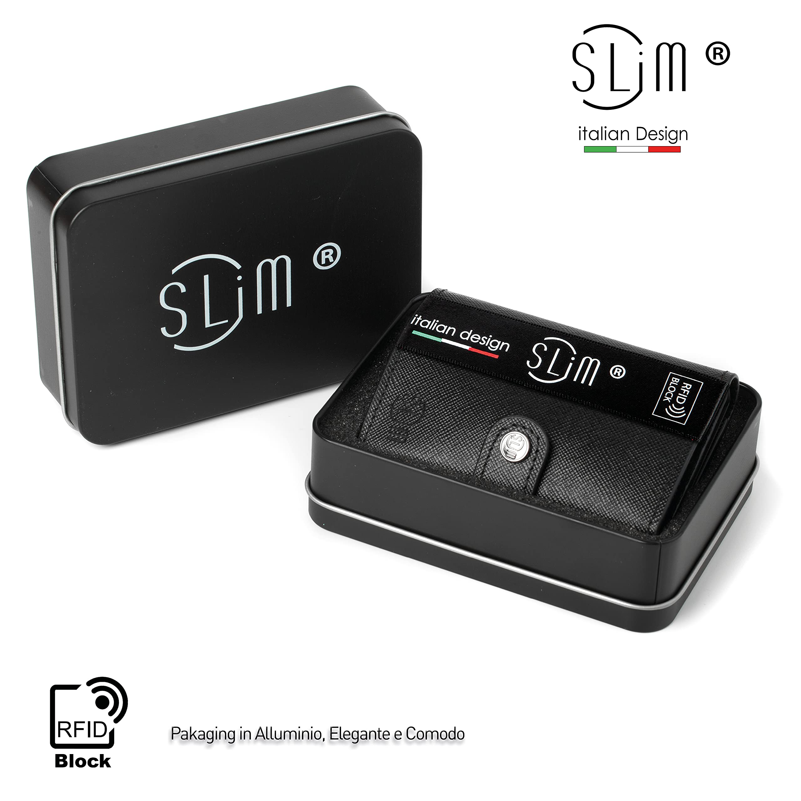 SLim Porta Carte di Credito Schermato Portafoglio Uomo Rfid Portatessere Anticlonazione Donna Portacarte Uomo