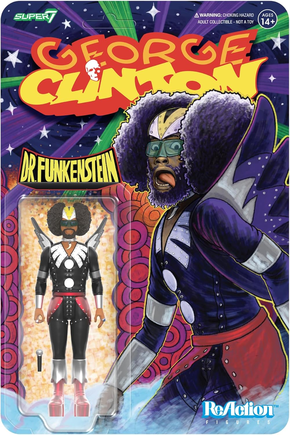 Super7 Reaction Figure George Clinton Dr. Funkenstein - 3.75" George Clinton Action Figure with Accessory - Classic Music Collectibles and Retro Toys