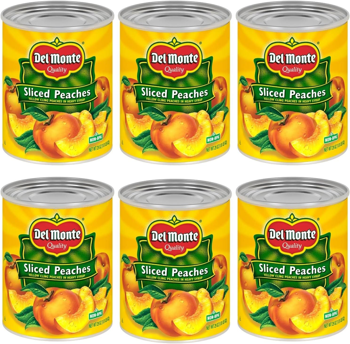 Del Monte Canned Sliced Yellow Cling Peaches in Heavy Syrup 1.81 Pound (Pack of 6)