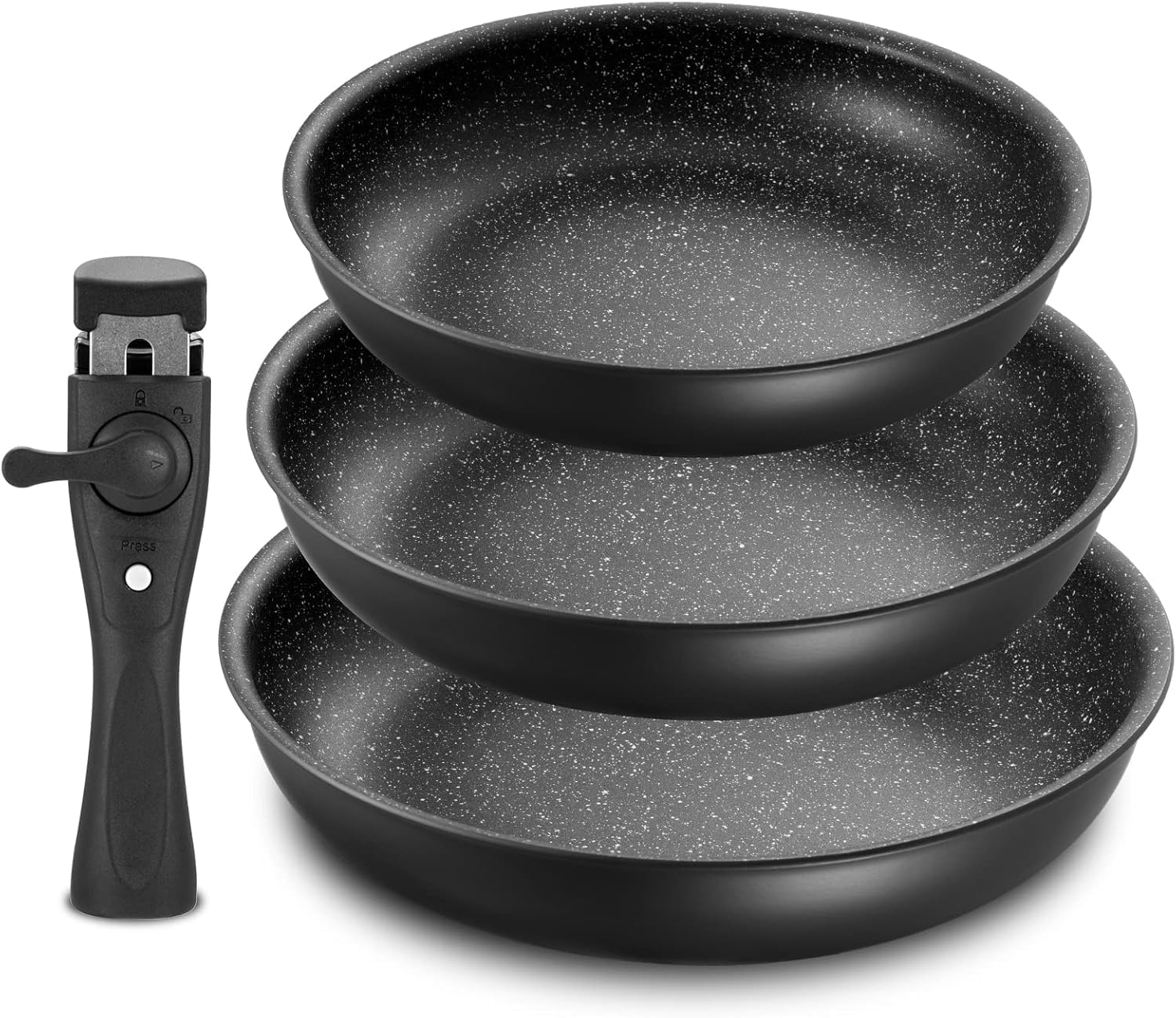 Fadware Non Stick Frying Pan with Removable Handle, Non Stick Frying Pan Set for Induction Hobs, 4 Pieces Frying Pan Set for All Hobs