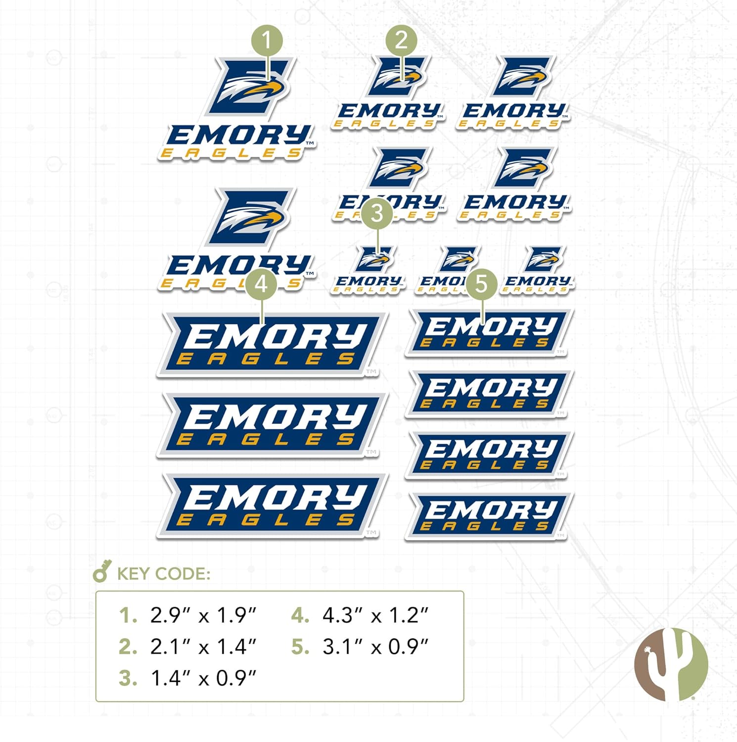 Desert Cactus Emory University Sticker Eagles Vinyl Decals Laptop Water Bottle Car Scrapbook Sheet T1 (Type 1-1) - Image 3