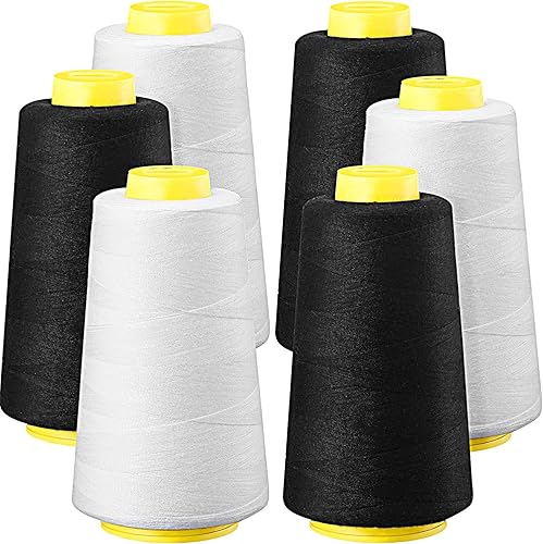 BBTO 6 rollos de hilo de 3000 yardas cada bobina de hilo para máquina de coser hilo de poliéster para máquina de coser Serger Overlock acolchado